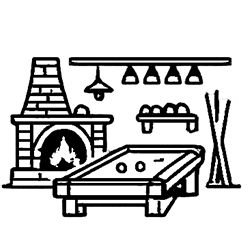 Sala kominkowa z bilardem